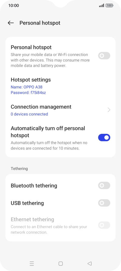 Press Hotspot settings.