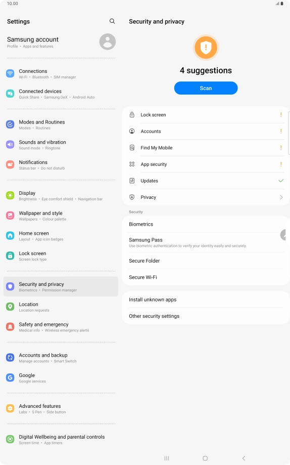 Press Other security settings.