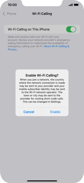 If you turn on the function, press Enable.