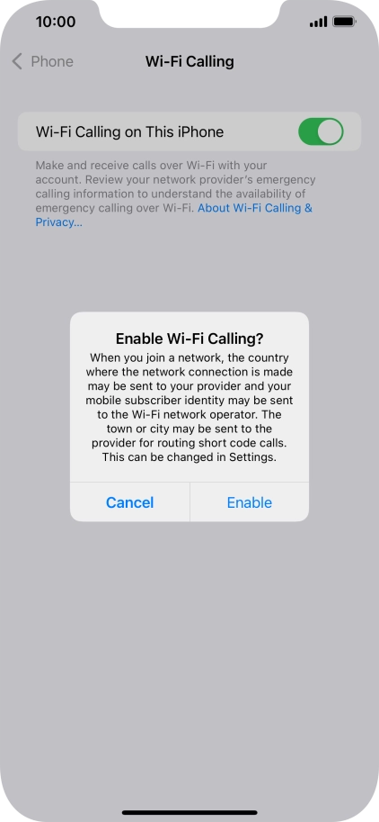 If you turn on the function, press Enable.