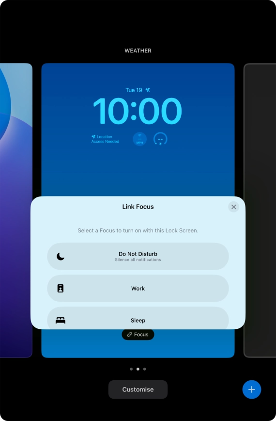 Press the required focus mode.