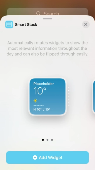 Slide your finger right or left on the screen to select the required widget size. Slide your finger right or left on the screen to select the required widget size.