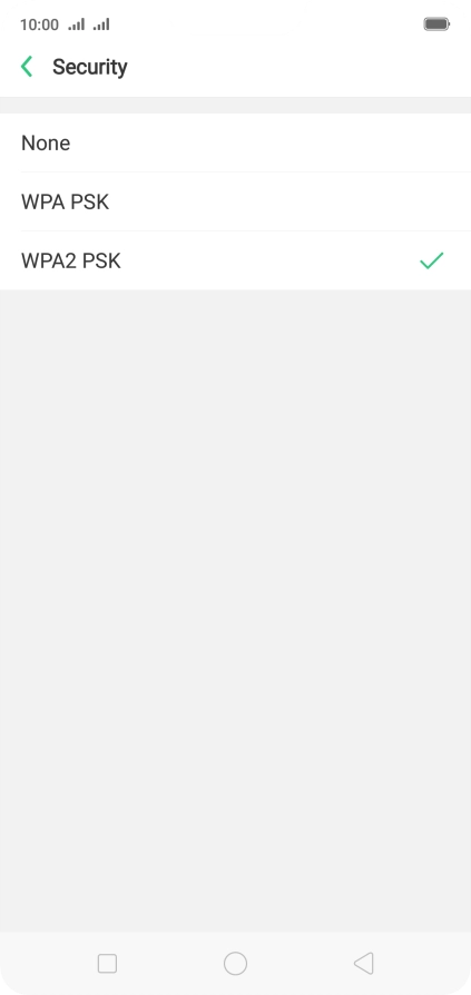 Press WPA2 PSK to password protect your Wi-Fi hotspot.