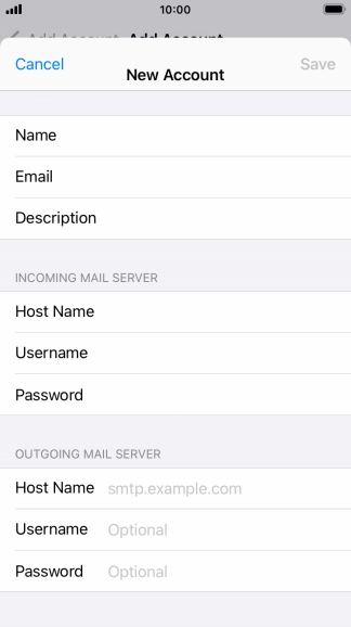 Press Host Name and key in the name or IP address of your email provider's outgoing server. Please note that if you can't send email messages when using your email provider's outgoing server, key in smtp.vodafone.net.au (Vodafone's outgoing server).