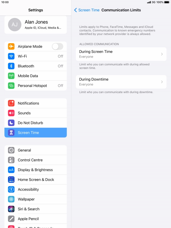 Press During Screen Time.