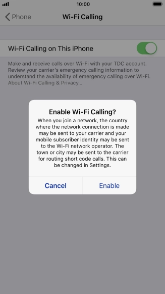 If you turn on the function, press Enable.