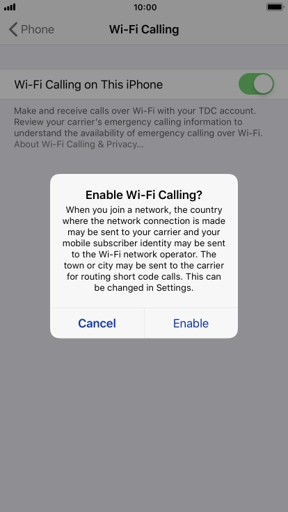 If you turn on the function, press Enable.