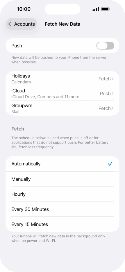 If you turn off the function, press the required setting.