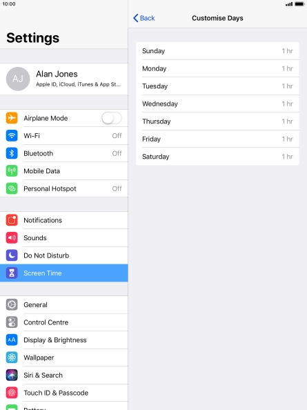 Press the required days.