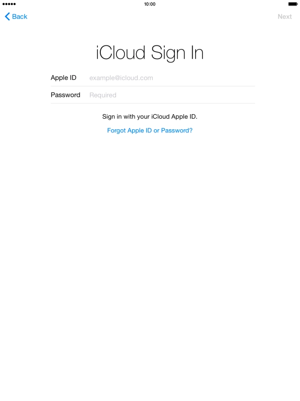 Press example@icloud.com and key in the username for your Apple ID.