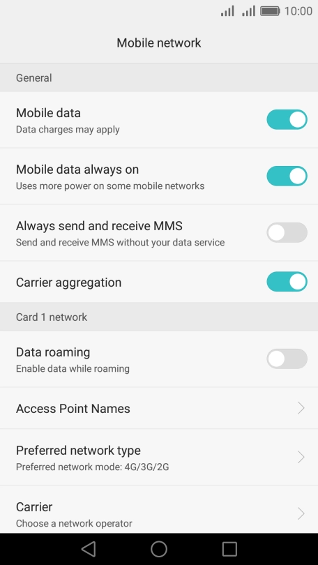 Press Preferred network type.
