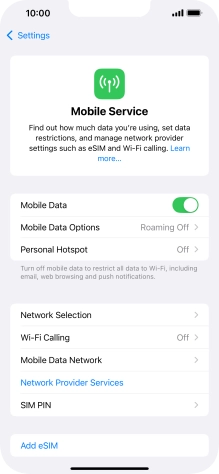 Press Mobile Data Options.
