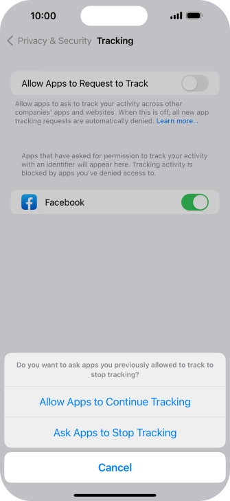 If you turn off the function, press the required setting.