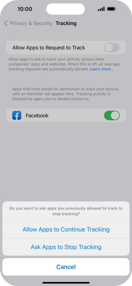 If you turn off the function, press the required setting.