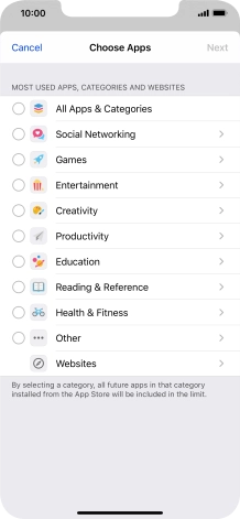 Press the required categories.