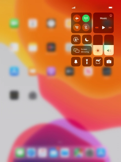 Press the flight mode icon to turn the function on or off.