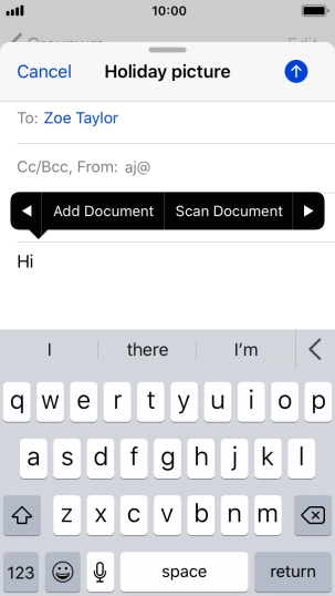 Press Add Document and follow the instructions on the screen to attach a document.