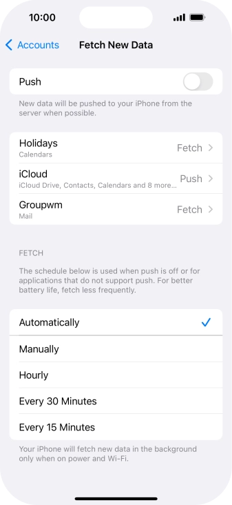 If you turn off the function, press the required setting.