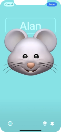 Press the name field and follow the instructions on the screen to select the required font and colour for your name on the Contact Poster.