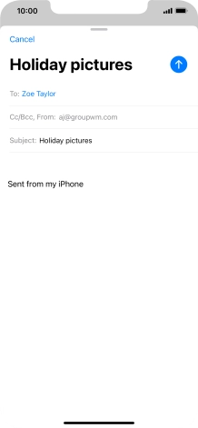 Press the text input field and write the text for your email message.