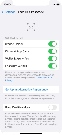 Press the indicators next to the required settings to turn them on or off.