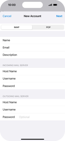 Press Password and key in the password for your email account. Please note that if you're using Vodafone's outgoing server, leave the password field empty.