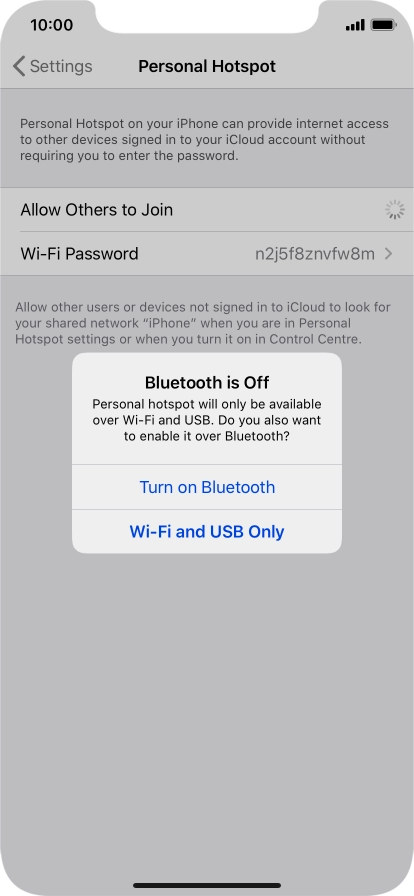 If Wi-Fi is turned on, press Wi-Fi and USB Only.