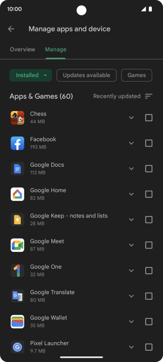 Press the required app. Press the required app.