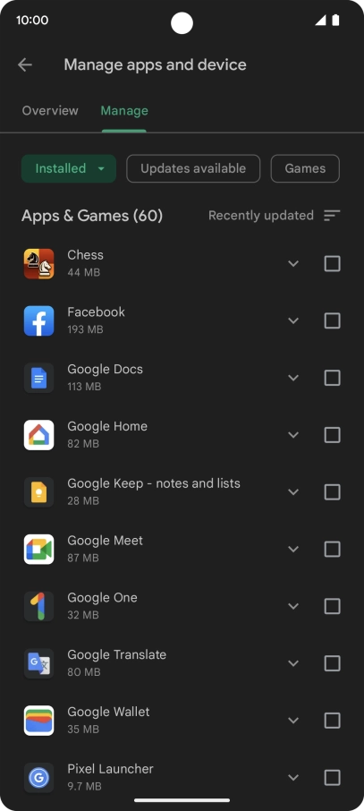 Press the required app. Press the required app.