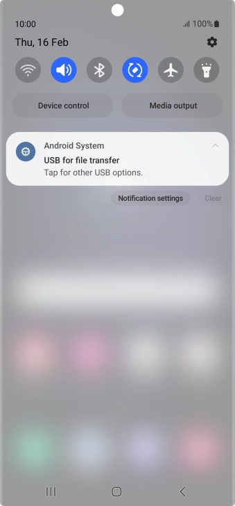 Press Tap for other USB options..