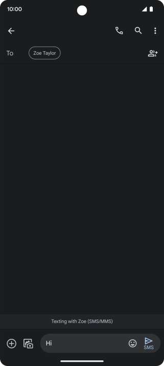 Press the send icon when you've finished your text message.