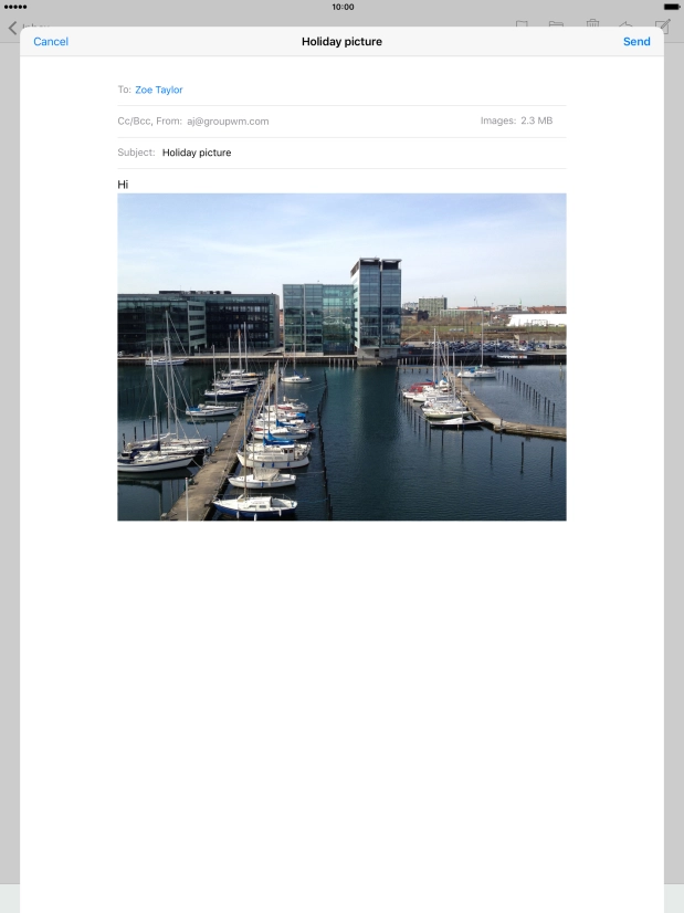 Press Send when you've finished your email message.