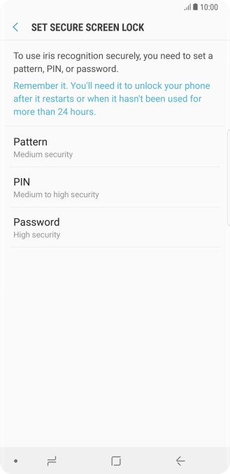 Press the required setting and follow the instructions on the screen to create an additional phone lock code.