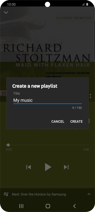 Key in a name for the playlist and press CREATE.
