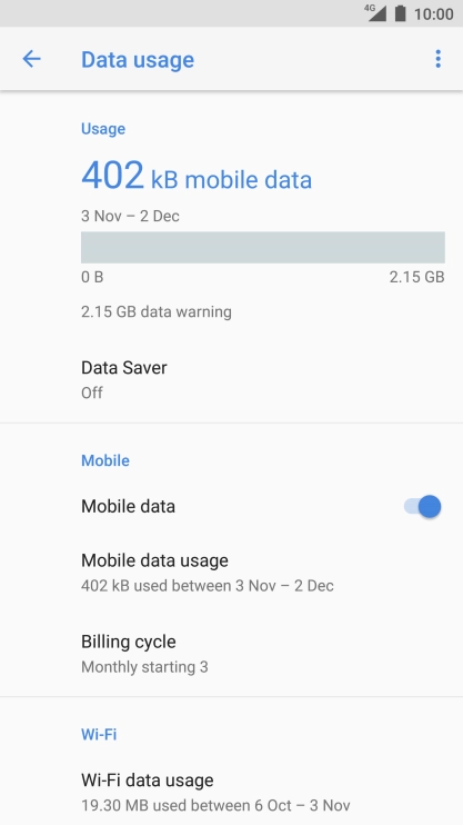 The total data usage is displayed.