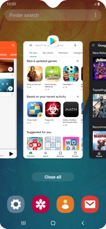 To end one running application, slide your finger upwards on the required application.