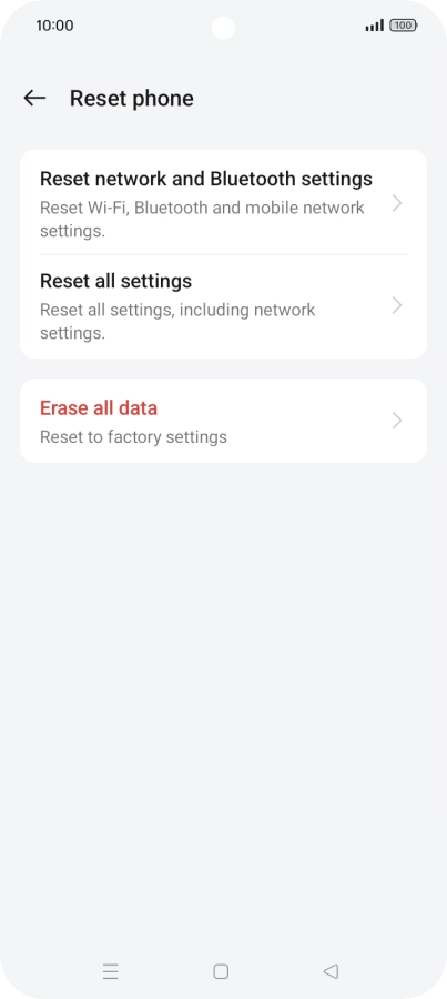 Press Reset network and Bluetooth settings.