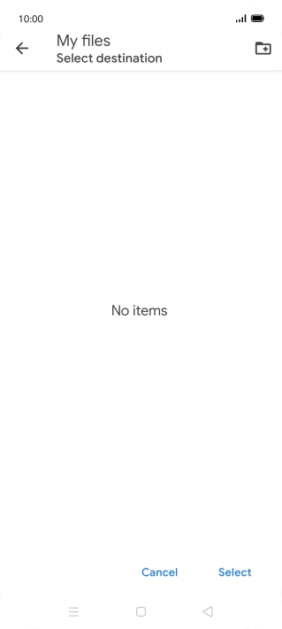 To create a new folder, press the new folder icon and follow the instructions on the screen to create a new folder.