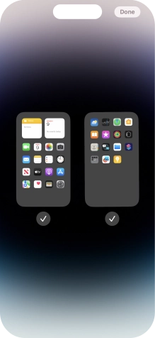 Press the fields below the required home screens to select or deselect them.