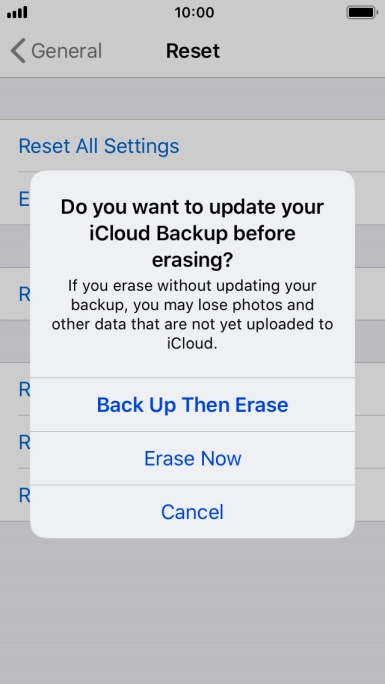 Press the required setting. Press the required setting.