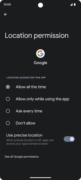 Press the required setting. Press the required setting.