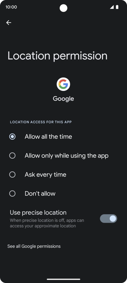Press the required setting. Press the required setting.
