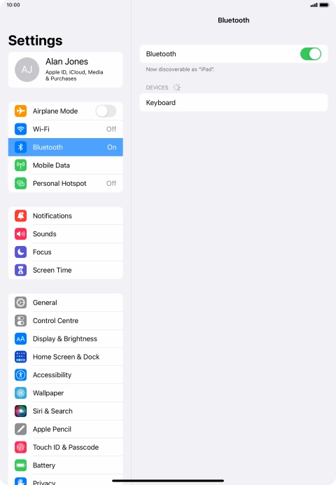 Press the required Bluetooth device and follow the instructions on the screen to pair the device with your tablet. Press the required Bluetooth device and follow the instructions on the screen to pair the device with your tablet.