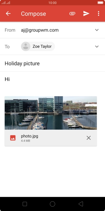 Press the send icon when you've finished your email message.