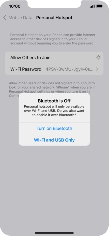 If Wi-Fi is turned on, press Wi-Fi and USB Only.