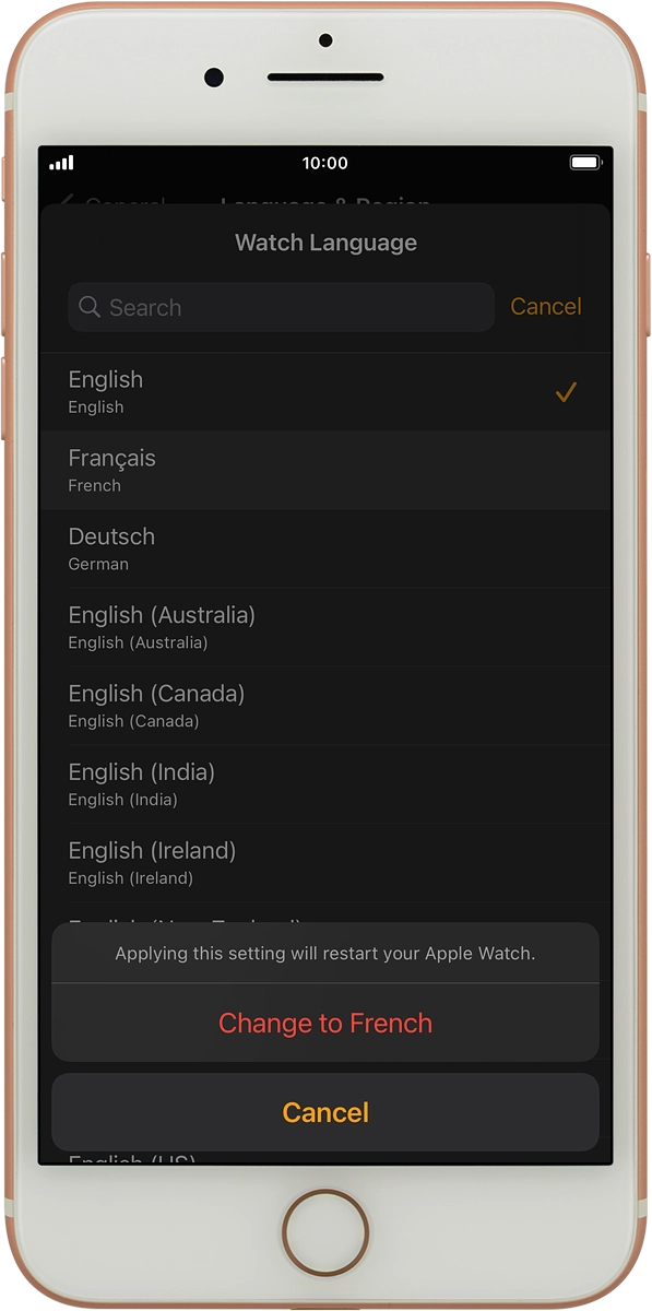 On your phone: Press Change to ‹language›.