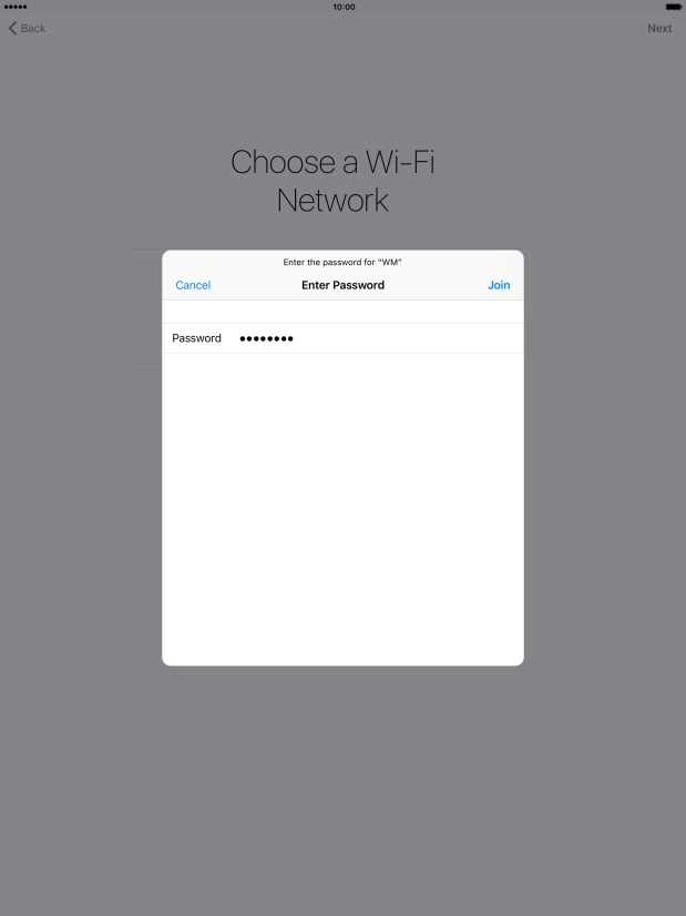Key in the password for the Wi-Fi network and press Join. Key in the password for the Wi-Fi network and press Join.