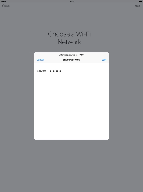 Key in the password for the Wi-Fi network and press Join. Key in the password for the Wi-Fi network and press Join.