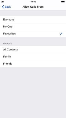 Press the required setting to select which contacts can call you even though Do Not Disturb is turned on.