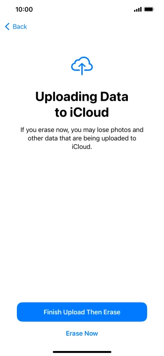 Press the required setting.